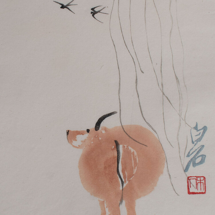 Qi Baishi - Wasserbüffel - undatiert - Farbholzschnitt