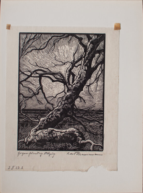 Karl Hennemann - Knorriger Baum - 1957 - Holzschnitt