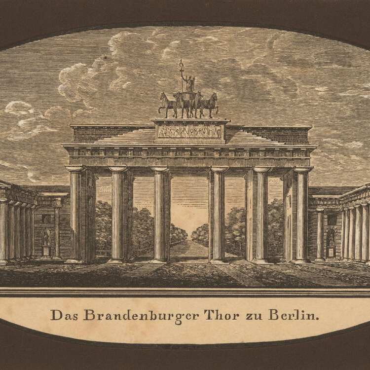 Friedrich Wilhelm Gubitz - Das Brandenburger Thor zu Berlin - undatiert - Stahlstich mit Aquatinta in Braun