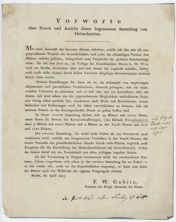 Friedrich Wilhelm Gubitz - Sammlung von 7 Holzstichen und einem Vorwort-Blatt - undatiert - Holzstich, teils farbig