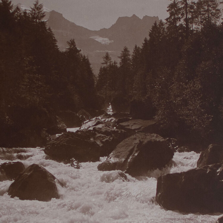 unbekannt - Berglandschaft mit Flußlauf - undatiert...