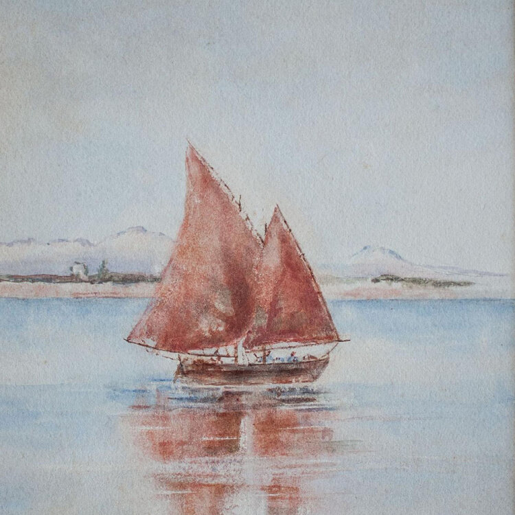 unbekannt - Segelschiff auf dem Nil - undatiert - Aquarell