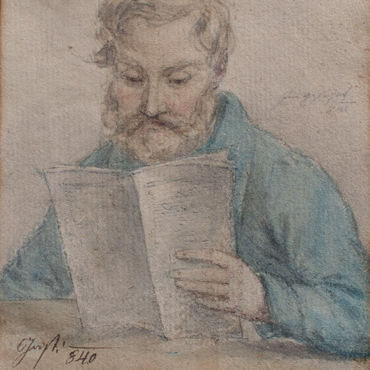 unbekannt - Lesender Mann - 1840 - Aquarell