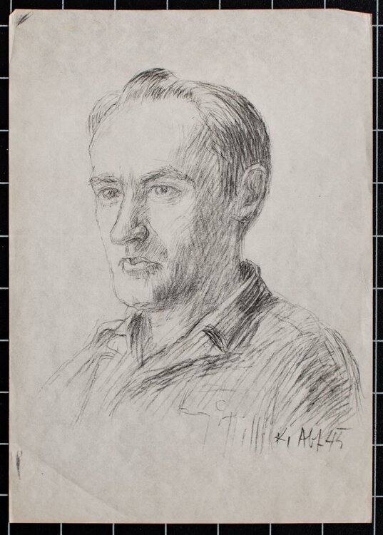 Herbert W. Hoedt - männliches Porträt - Bleistiftzeichnung - 1945