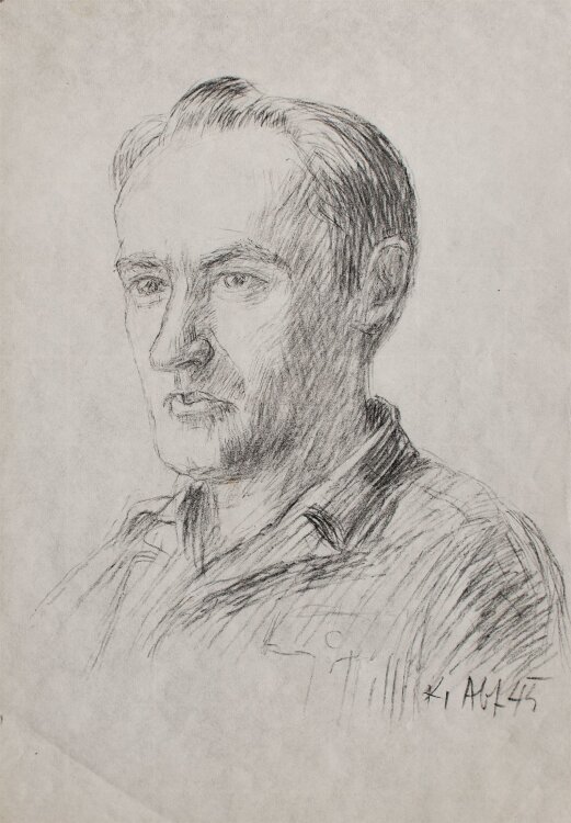Herbert W. Hoedt - männliches Porträt - Bleistiftzeichnung - 1945