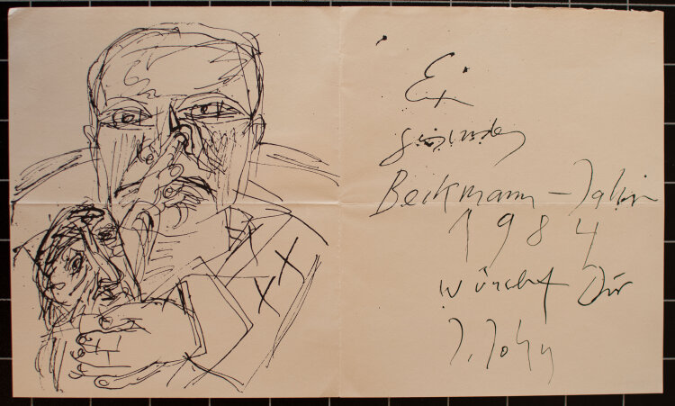 Joachim John - Bildnis Max Beckmann - 1984 - Federzeichnung