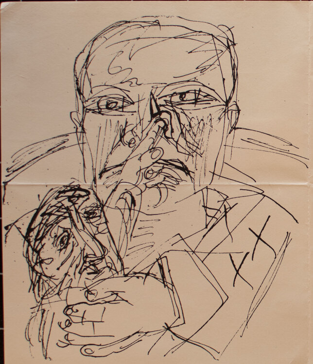 Joachim John - Bildnis Max Beckmann - 1984 - Federzeichnung