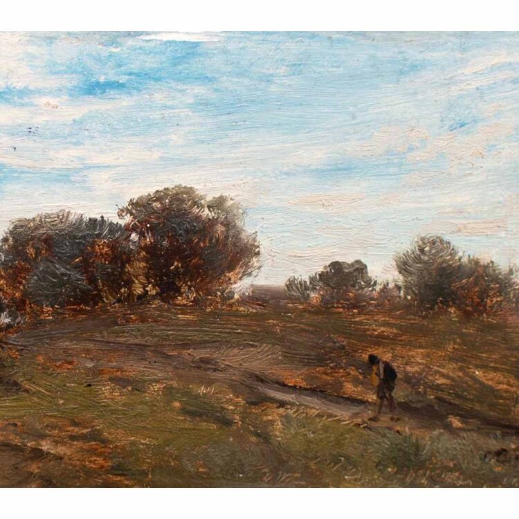 Josef Hahn - Landschaft mit Wanderer - 1879 - Öl