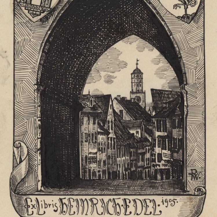 R. W. - Exlibris für Heinrich Edel - 1905 - Tinte,...