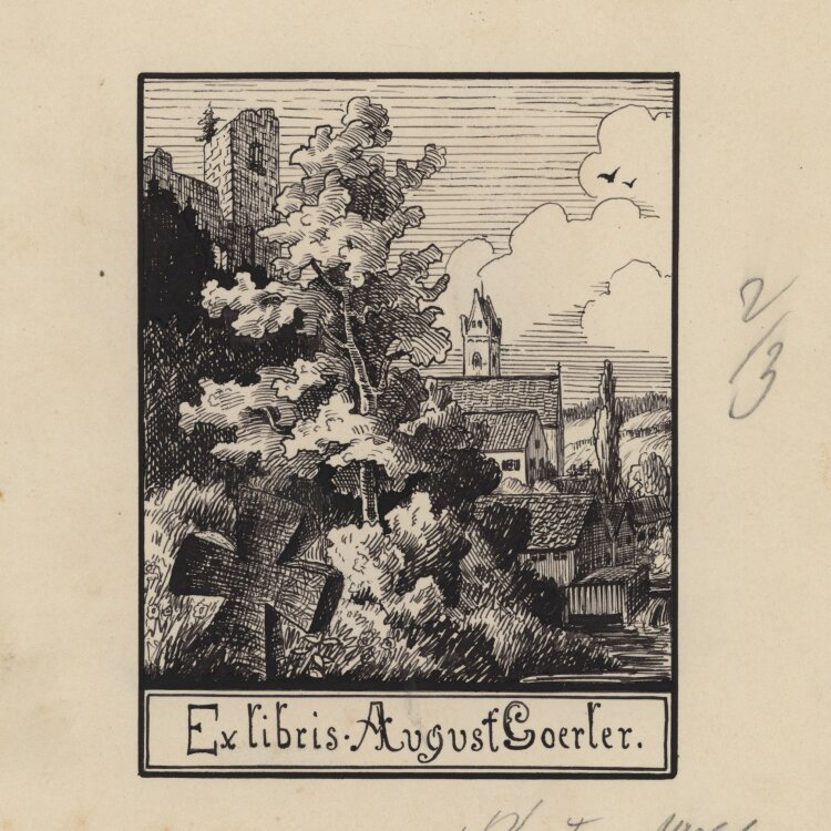 R. W. - Exlibris für August Goerler - um 1905 - Tinte, Tusche