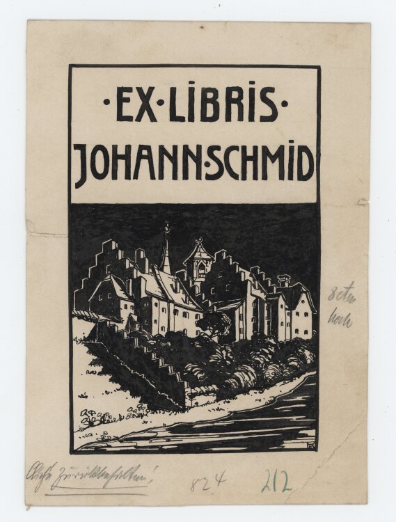 A. G. - Exlibris für Johann Schmid - um 1905 - Tinte, Tusche