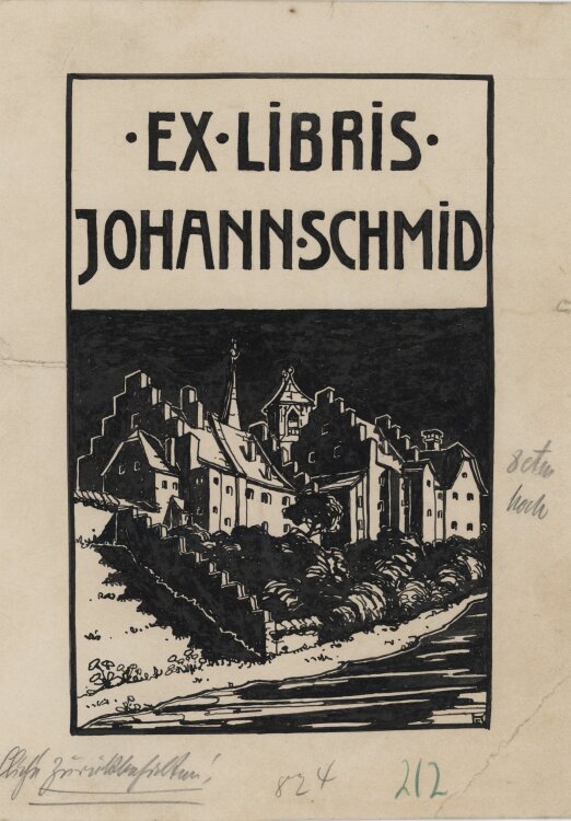 A. G. - Exlibris für Johann Schmid - um 1905 - Tinte, Tusche