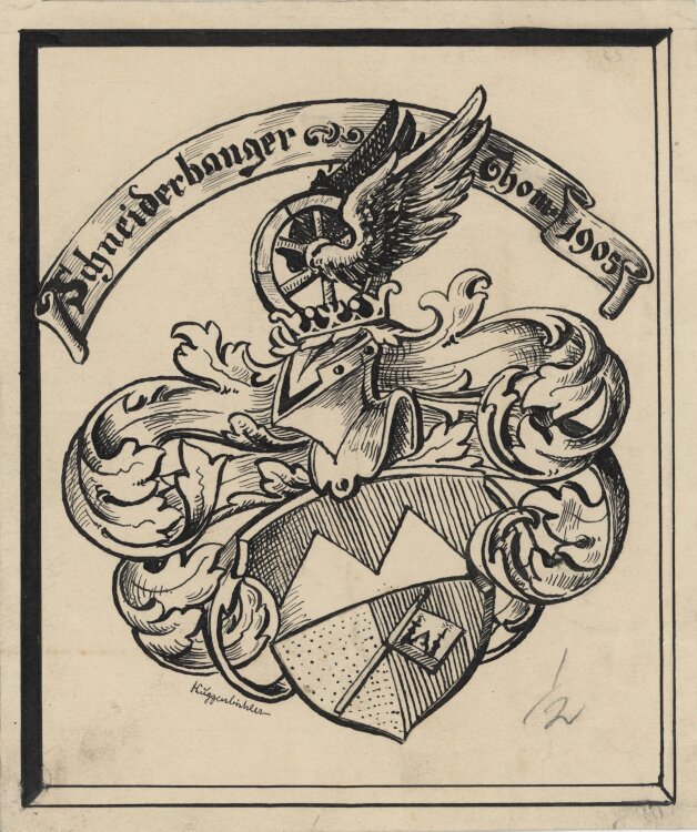 H. Guggenbichler - Exlibris für Thomas Schneiderbanger - 1905 - Tinte