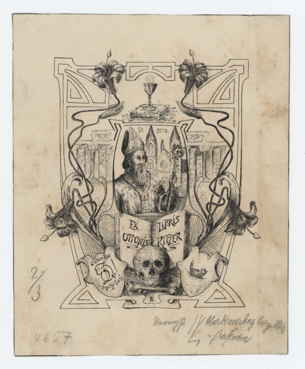 A. R. - Exlibris für Ottonis Ritzer - um 1905 - Tinte