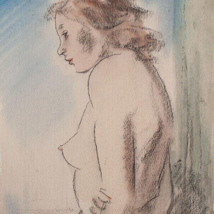 unbekannt - Weiblicher Akt - 1943 - Aquarell