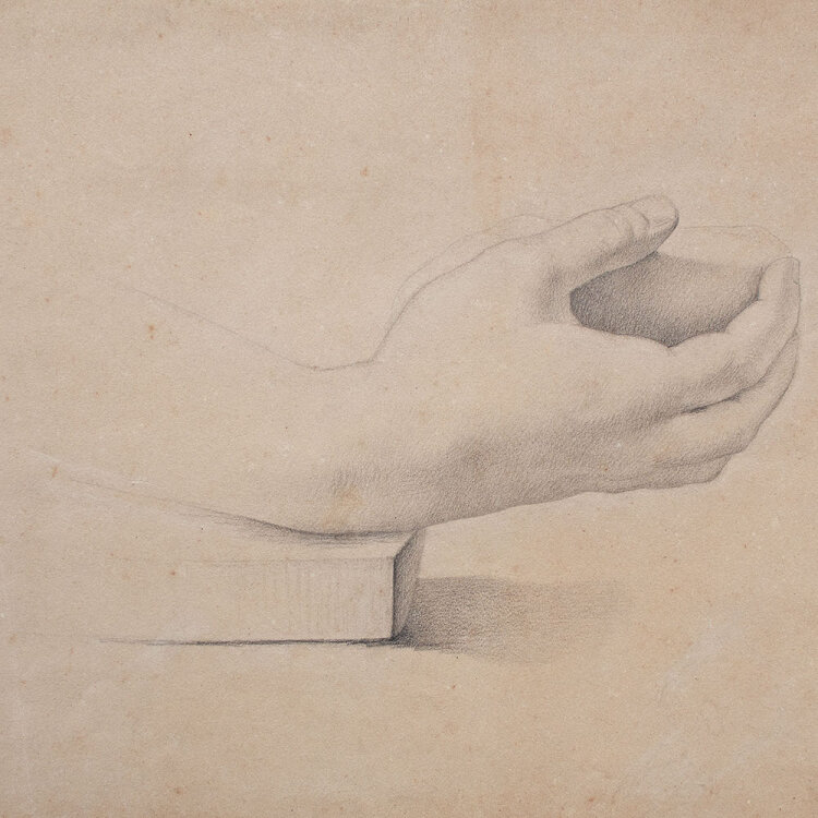 Wilhelm Palm - Hand, einen Stein haltend - 1867 - Bleistift