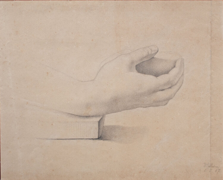 Wilhelm Palm - Hand, einen Stein haltend - 1867 - Bleistift