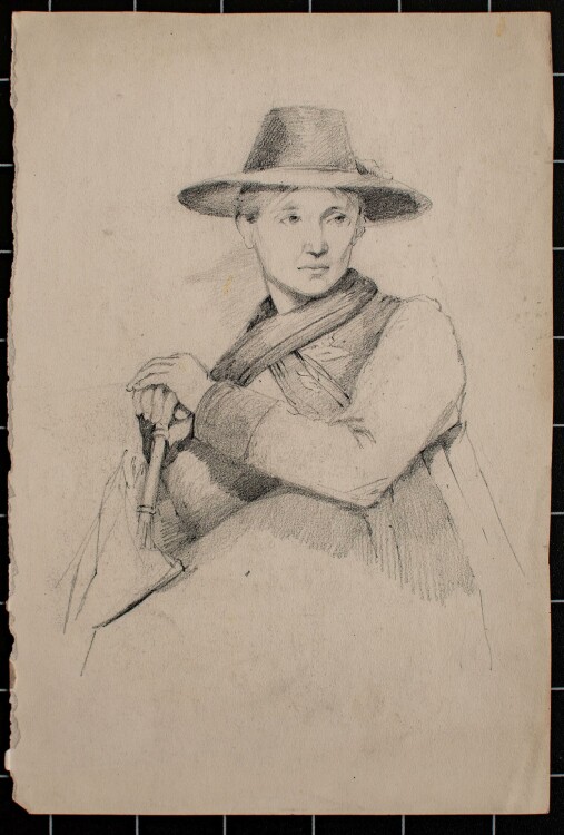 Unbekannter Künstler - weibliches Porträt - Bleistiftzeichnung - o. J.