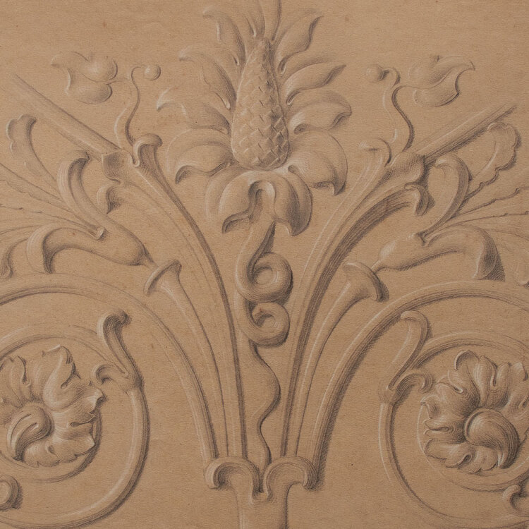 Wilhelm Palm - Barockes Ornament - 1865 - Bleistift, partiell weiß gehöht