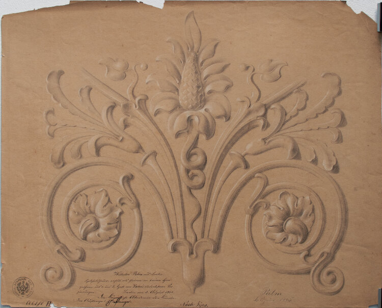 Wilhelm Palm - Barockes Ornament - 1865 - Bleistift, partiell weiß gehöht