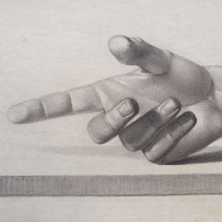 F.W. Palm - Studie einer Hand - 1871 - Kohlestift