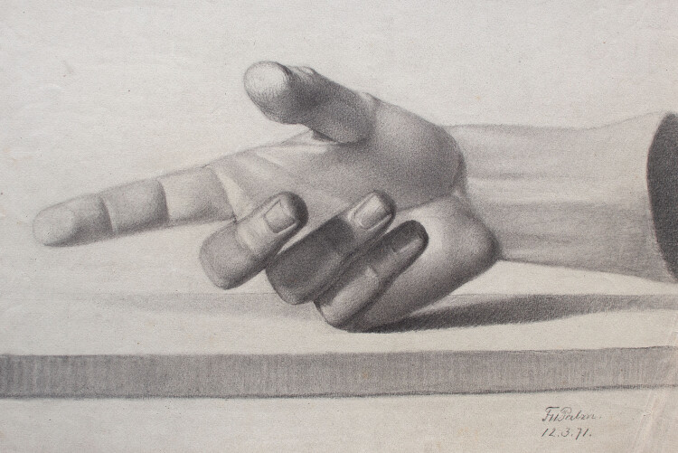 F.W. Palm - Studie einer Hand - 1871 - Kohlestift