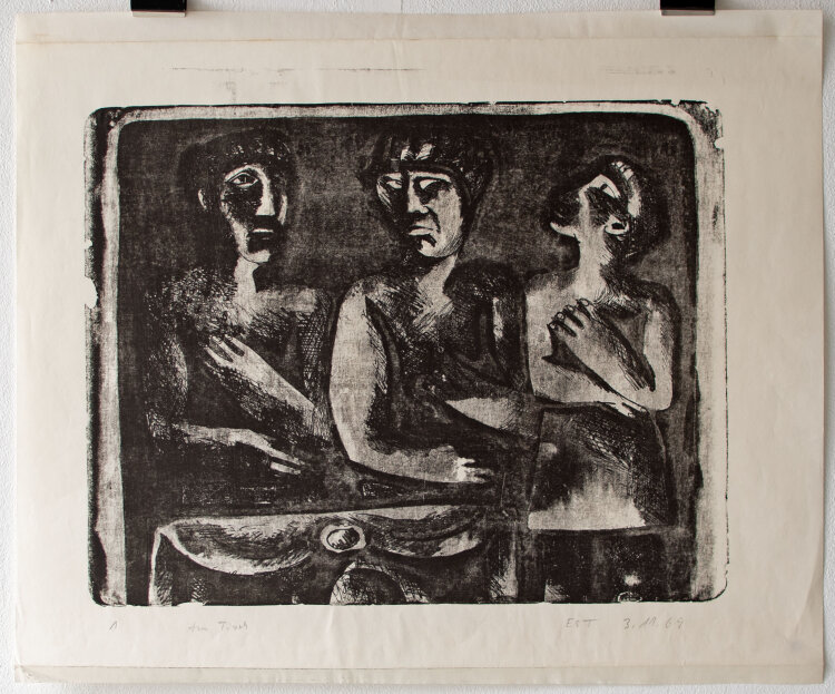 Erika Stürmer-Alex - Am Tisch - 1969 - Lithografie