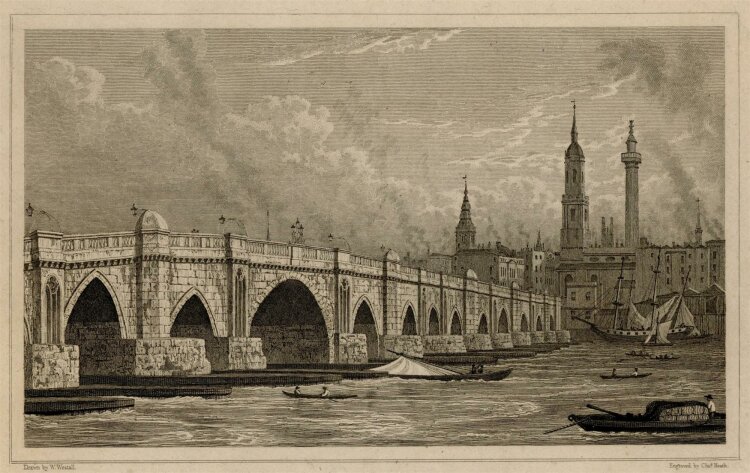 William Westall - London Bridge. - 1825, Radierung