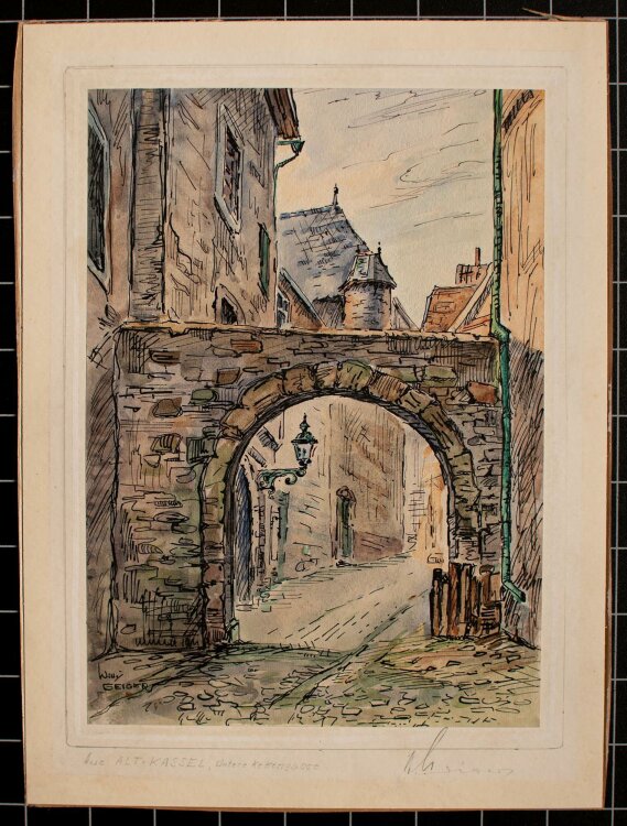 Willi Geiger - Aus Alt-Kassel - aquarellierte Tuschezeichnung - o. J.