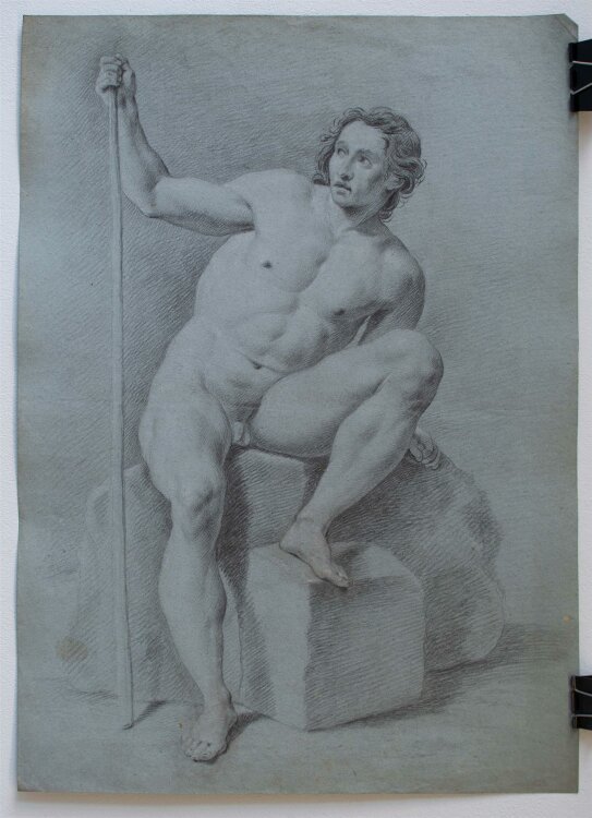 Unbekannt Deutsch - Akademischer Akt, sitzend - um 1800 - Bleistift Zeichnung