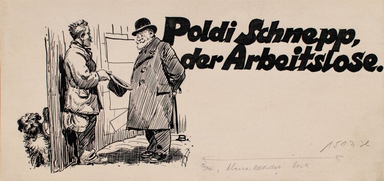 Franz Brazda - Poldi Schnepp der Arbeitslose/ Karikatur - Tuschezeichnung - 1935