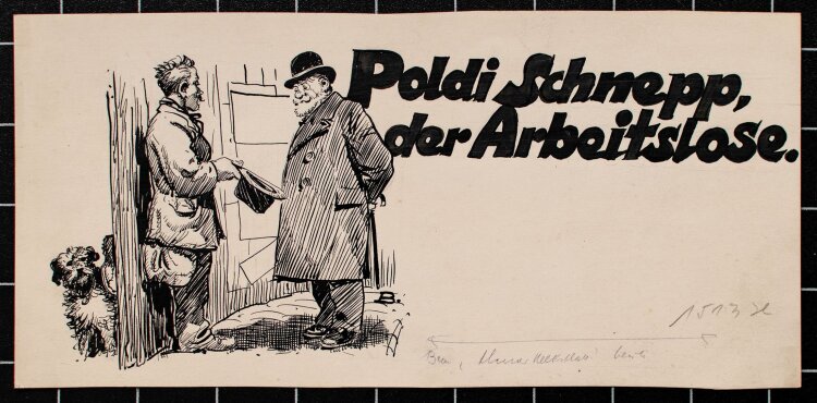 Franz Brazda - Poldi Schnepp der Arbeitslose/ Karikatur - Tuschezeichnung - 1935
