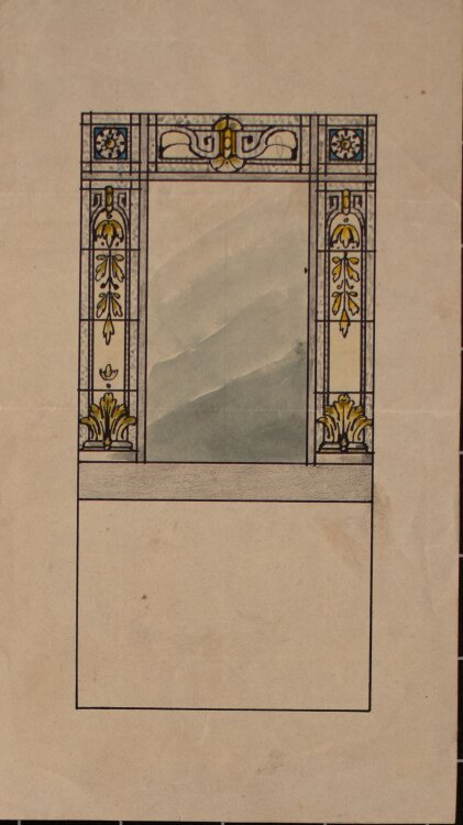 Heinrich Behr - Jugendstil/Art Decó Fensterentwurf - Aquarell - o. J.