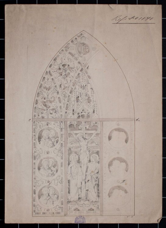 Johann Schmid - Glasfensterentwurf - aquarellierte Bleistiftzeichnung - o. J.