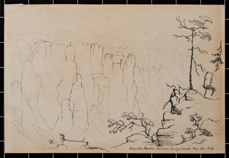 Charles Henry Lardner-Wood - Bastei, Sächs. Schweiz - Bleistiftzeichnung - 1839