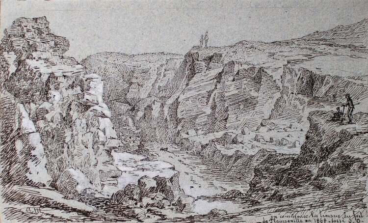 Unbekannt - Festung von Plappeville - weiß lavierte Tuschezeichnung - 1868