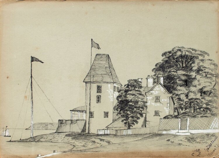 Unbekannt - Hafen von Cowes, England - Bleistiftzeichnung, weiß gehöht - 1858