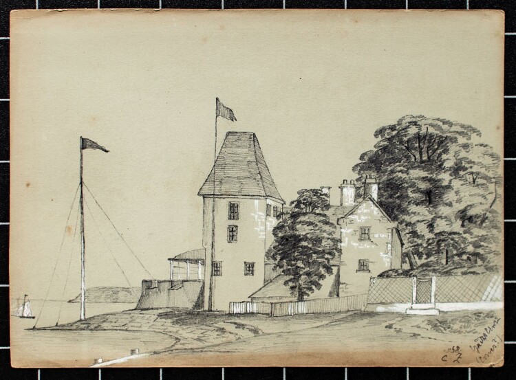 Unbekannt - Hafen von Cowes, England - Bleistiftzeichnung, weiß gehöht - 1858