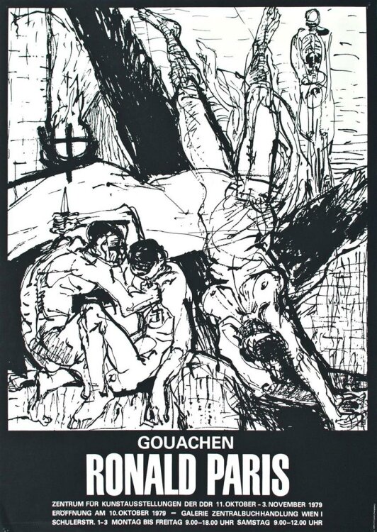Ronald Paris - Gouachen - Ausstellungsplakat Wien 1979 - Offsetdruck
