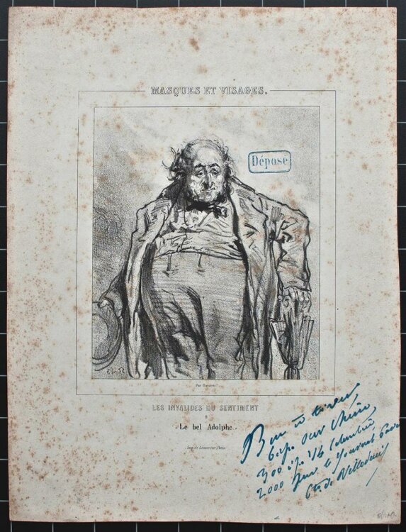 Paul Gavarni - Humoristische Szene: "Le bel Adolphe" - Lithographie - 1853