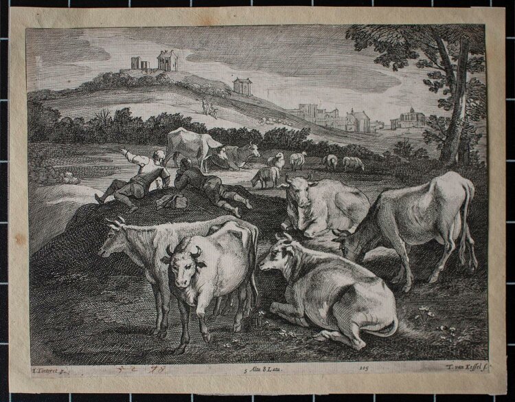 Theodor van Kessel - Pastorale Szene - Kupferstich nach Tintoretto - 1650