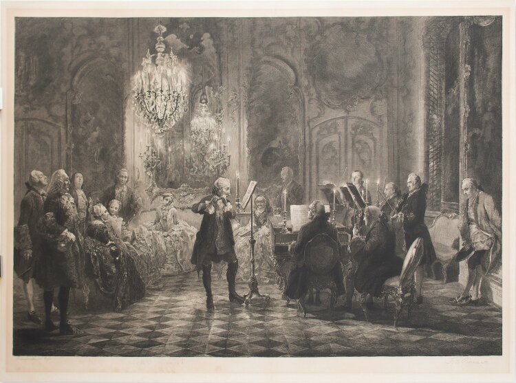 Franz August Börner - Flötenkonzert in Sanssouci - o.J. - Radierung
