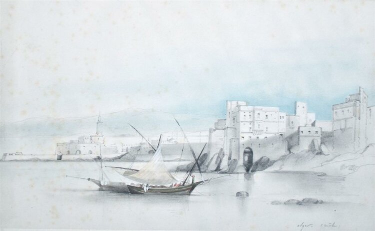 unbekannt - Hafen, Algerien - o.J. - Bleistift, colorierte