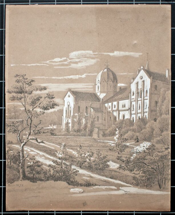 Unbekannt - Klosteranlage, Frankreich - 1858 - Bleistift