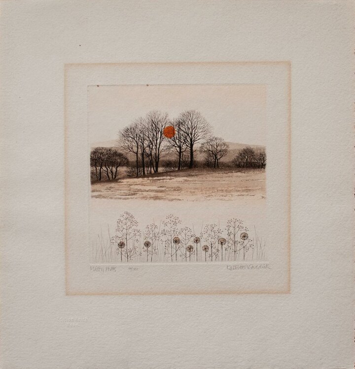 Kathleen Caddick - Misty Hills - aquarellierte Radierung - o. J. - 60/150