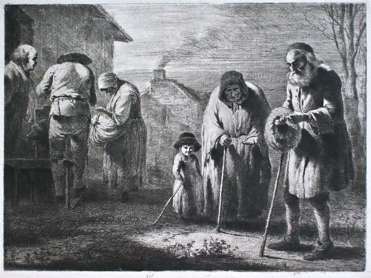 Jean Jacques de Boissieu - Vieillard faisant laumone - o.J. - Kupferstich