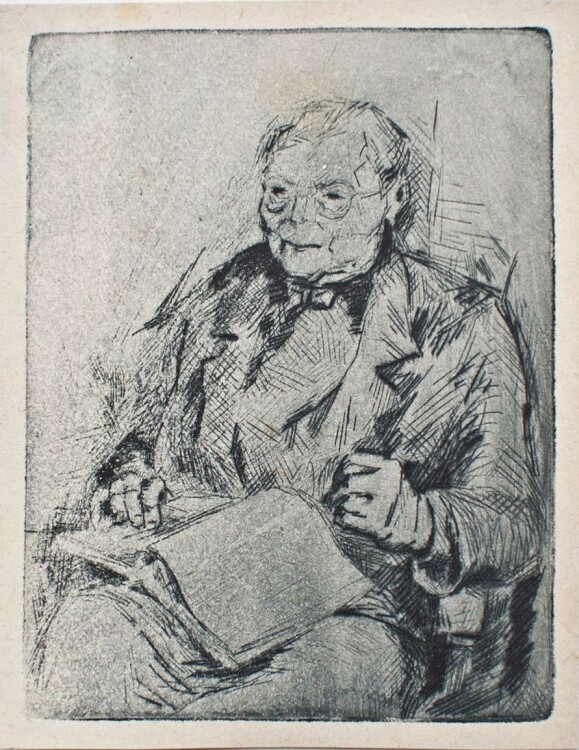 Karl Raetsch - Männerporträt, Lesender - o.J. - Radierung
