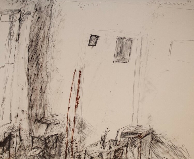 Klaus Fußmann - Interieurszene, Atelier - 1971 - Offsetdruck