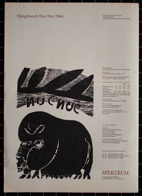 HAP Grieshaber - Spektrum Zeitschrift für Originalgrafik und Dichtung Nr. 25, 1964 - 1962 - Buch
