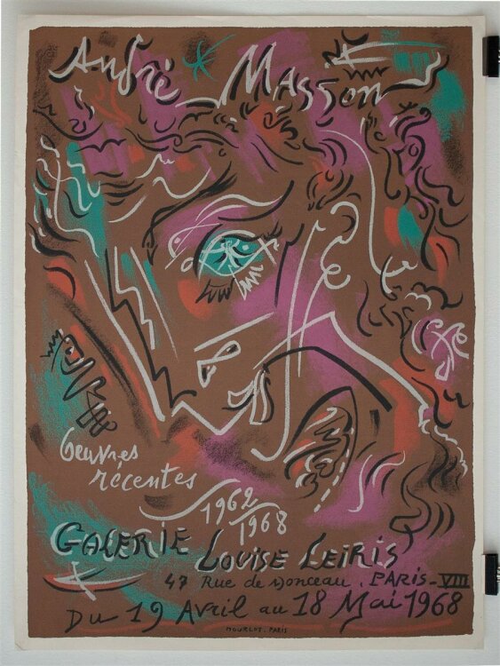 André Masson - Ausstellungsplakat Galerie Louise Leiris, Paris - 1968 - Lithografie